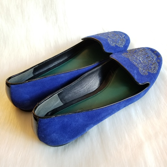 KENZO | Royal Blue Suede Smoking Slippers - Picture 4 of 8